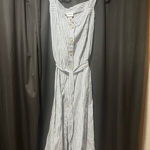 Liz Claiborne XXL Striped Blue and White Button-Down Dress